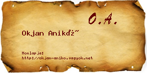 Okjan Anikó névjegykártya